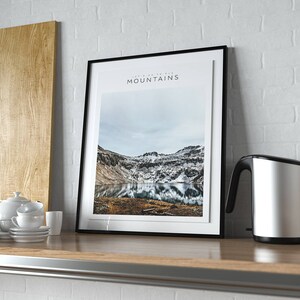 Printable Mountain Lake Photo, Nordic Poster Art, Hiking Poster, Printable Mountains, Mountain Range, Wall Decor, Lake House Decor, Zen Art image 4