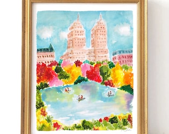 Fall in Central Park - Fashion Illustration, New York Art Print, HGTV