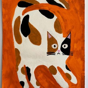 Cool Cat - Original Art. Original Painting. Nursery. Kids Room Art. Home Decor. Children’s Room Art. Kitchen Art. Contemporary Art.