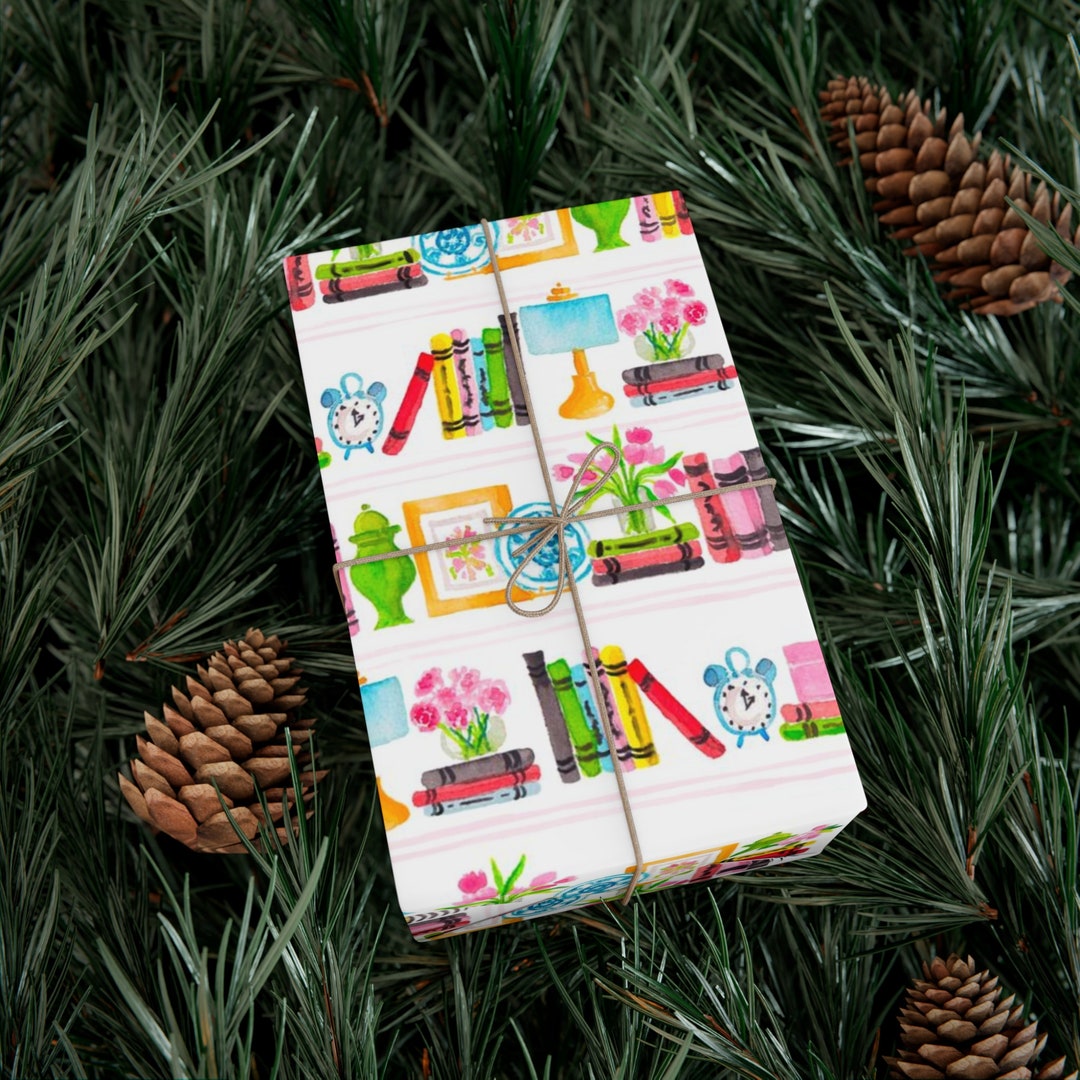 Pastel Bookshelf Gift Wrap Papers Etsy