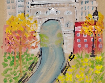 Washington Square Park- Mode-Illustration, New York Kunstdruck, HGTV, Forbes Geschenk-Führer, oberen East Side, The Carlyle, NYC