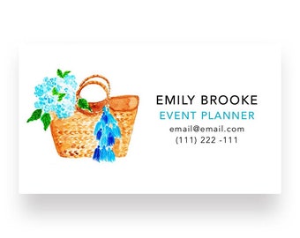 Custom Business Cards, Calling Cards - Summer Tote with Hydrangeas