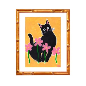 Flower Cat - Art Print. Original Art. Painting. Giclee Print. Nursery. Kids Room Art. Home Decor. Children’s Room Art. Kitchen Art.