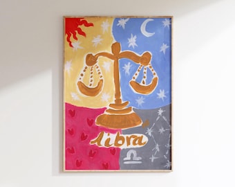 Libra Art Print: Zodiac Astrology Poster, Horoscope Star Sign