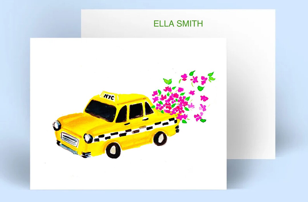 Custom Stationery Girl NYC Taxi 2 stationery Notecards Etsy