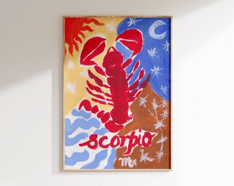 Scorpio Art Print: Zodiac Astrology Poster, Horoscope Star Sign