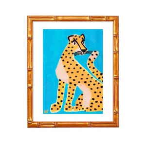 Leopard on Blue - Art Print. Original Art. Painting. Giclee Print. Nursery. Kids Room Art. Home Decor. Children’s Room Art. Kitchen Art.