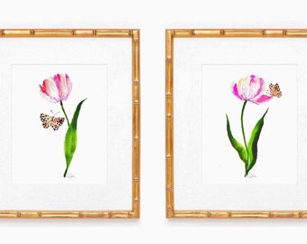 Set of Two Art Prints: Tulips, Preppy Prints, Grand Millennial