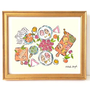 Käse & Charcuterie - Mode Illustration, New York Kunstdruck, HGTV, Forbes Geschenkführer, Küchenkunst, Barwagen Art, NYC, Bar Art