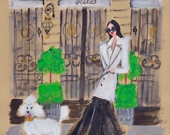 Treff mich im The Ritz - Fashion Illustration, New York Kunstdruck, HGTV, Forbes Gift Guide,Upper East Side, The Carlyle, NYC