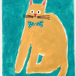 Fancy Cat - Original Art. Original Painting. Nursery. Kids Room Art. Home Decor. Children’s Room Art. Kitchen Art. Contemporary Art.