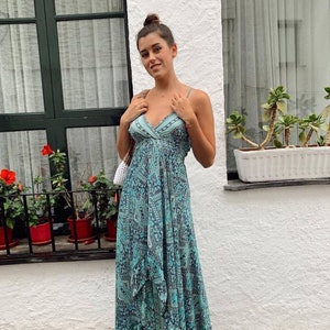 Vestido largo boho, vestido maxi, vestido elegante, vestido cochaella, ropa boho, vestido de verano, boho chic 1