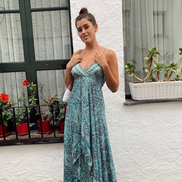 Vestido largo boho, vestido maxi, vestido elegante, vestido cochaella, ropa boho, vestido de verano, boho chic