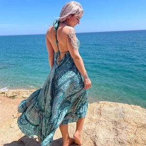 Long ruffle dress,Long boho dress,Long maxi dress,boho maxi dress ,boho chic,free size,,open back dress,coachella clothing