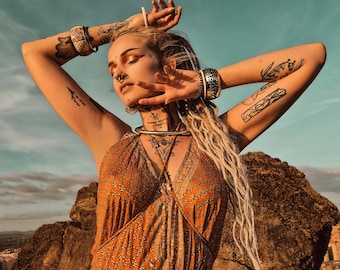 Vestido de seda sin espalda, vestido bohemio, vestido de verano, talla única, vestido elegante, vestido ibicenco, vestido de fiesta