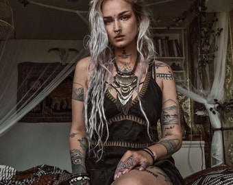 Long boho dress, tribal dress, elegant boho dress, long black dress, maxi dress, ethnic long dress