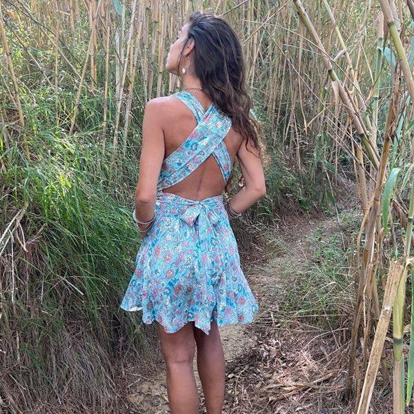 Combinaison, combinaison boho courte avec poche, vêtements Boho, taille libre, combinaison de combinaison d'été, vêtements cochaella