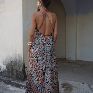 Vestido large boho, vestido con espalda ouverte, tamaño libre, vestido maxi, ropa coachella image 4