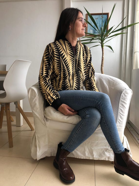 Reversible bomber, jacket Bomber jacket,boho jacket,Geometric Print Bomber Jacket,Indian Silk bomber, Slow Fashion,Vintage Bomber