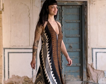 Vestido largo boho, vestido largo boho, vestido de espalda abierta, tamaño libre, vestido maxi, ropa coachella