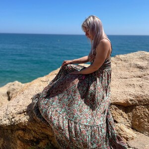 Boho Maxi Dress, Floral Print, Adjustable Straps, Ibiza Style image 9
