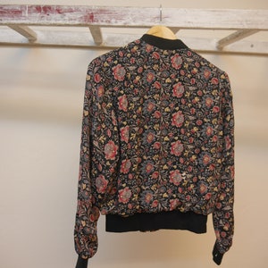 Indian Bomber jacket,boho jacket,Floral Print Bomber Jacket, Bomber jacket with floral print,Indian Silk bomber, Slow Fashion,Vintage Bomber image 9