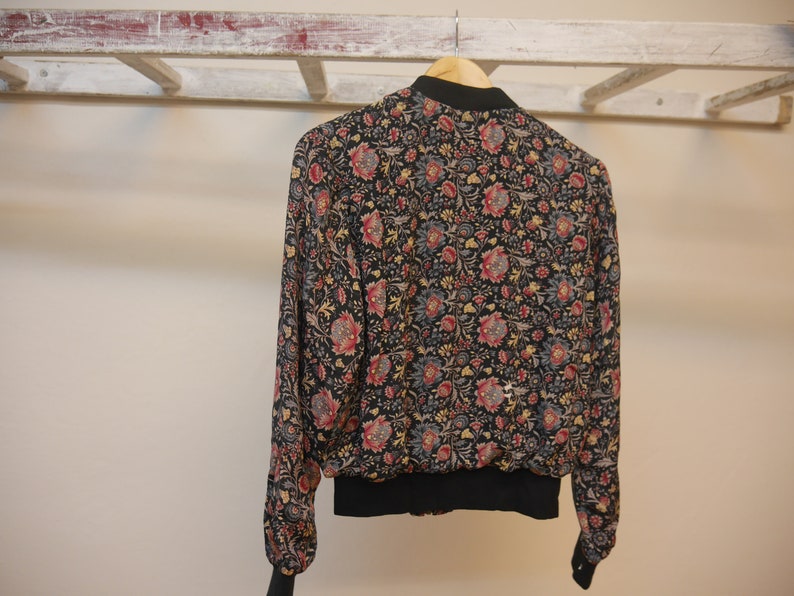 Indian Bomber jacket,boho jacket,Floral Print Bomber Jacket, Bomber jacket with floral print,Indian Silk bomber, Slow Fashion,Vintage Bomber image 9