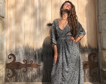 Kaftan Maxi Dress , Boho Dress , One Size Women Dress Long Caftan, Dress Beach Cover up , Maxi Dress , long kimono