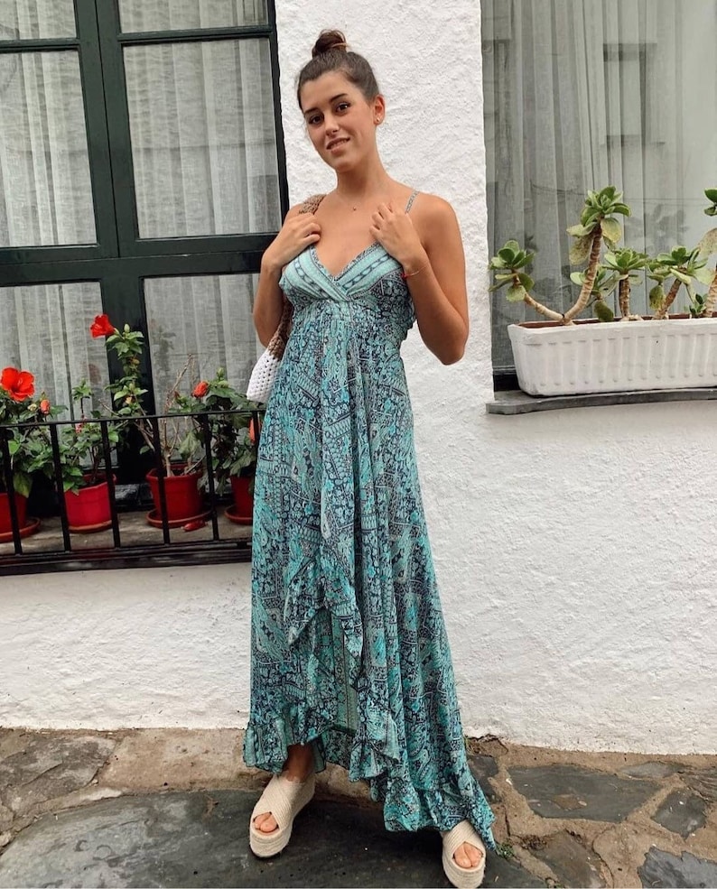 Vestido largo boho, vestido maxi, vestido elegante, vestido cochaella, ropa boho, vestido de verano, boho chic 1