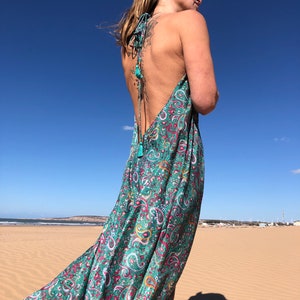 Halter long dress ,backless dress ,bohemian dresses ,Boho long dress,Open back dress,free size,Maxi dress,coachella clothing