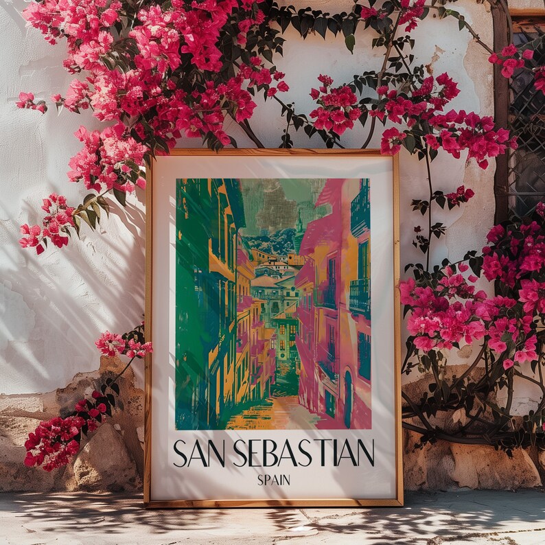 San Sebastian Vintage travel Poster Spain printable wall art Print digital download 8x12 DIN A travel gift home decor souvenir SPTP1 image 7