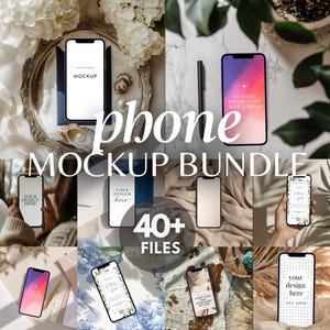 iPhone Screen mockup bundle canva PSD and png Neutral aesthetic | PSD Smart Object Smartphone App Screen Device Social Media Mockup