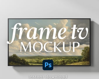 Frame TV mockup, psd mockup, empty tv mockup, TV art mockup with white background, canva drag and drop mockup horizontal mockup SFM6