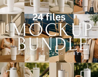 Printify 40 oz Insulated Tumbler Mockup Bundle of 24 JPG White Polar Camel Mockup Real Product Mock Tumbler Mockup Print on Demand Coffee