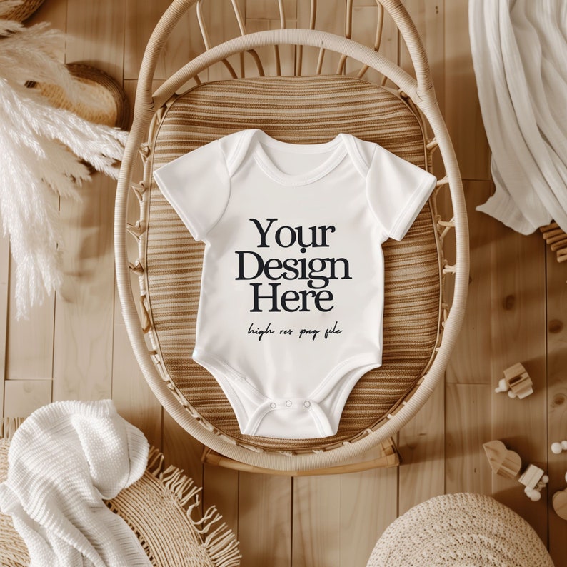 Baby Bodysuit Mockup Boho Baby Mockup Short Sleeve Mockup White Baby