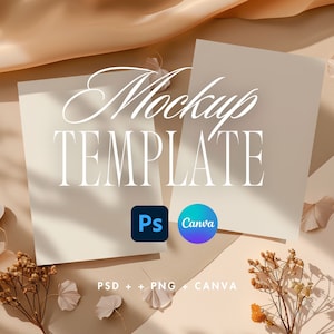 Mockup trouwkaarten suite 5 x 7, twee minimalistische boho-uitnodigingskaarten mock-up, dubbele kaart mockup suite, canvas mockup slim object + JPG