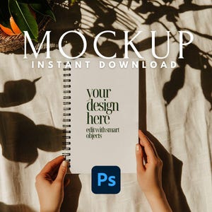 Spiral Notebook Mockup PSD 5x8&quot; | Smart Object Journal Mockup | Realistic Editable Journal Cover Template for Print-on-Demand Self Publisher