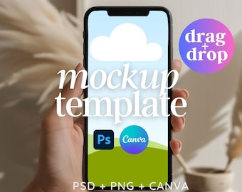 iPhone Screen mockup canva PSD and png Neutral aesthetic | PSD Smart Object Smartphone App Screen Device Social Media Mockup, cellphone
