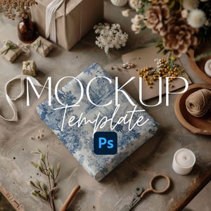 Mockup di carta da regalo, mockup di carta da regalo digitale, mockup di eleganti confezioni regalo PSD, mockup di rotolo di carta da regalo PSD NGM9
