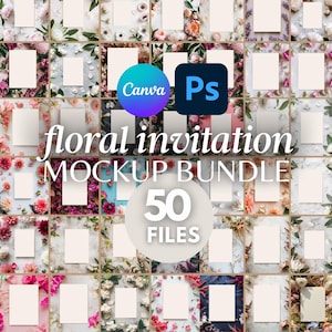 Boho Karte Mockup Bundle 5x7 Kunst Karte Einladungen canva Mockup floral Grußkarten Geburtstag Hochzeit Menü Rezept PNG Digital .psd