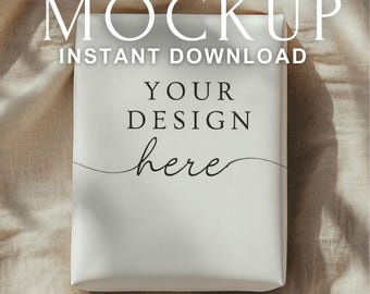 Gift Box Mockup PSD Smart Object | Minimal Packaging Mockup for Wrapping Paper, Pattern Design, Branding & Product Presentation