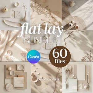 60 x Boho Flat Lay Mockup Bundle canva | produto Background Mock up | Styled Stock Photography Scene Creator canva Mockup bundle layflat