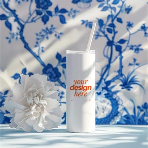 Mockup beker | Mockup van png-beker | Mockup voor magere beker | mockup met sublimatiewikkel | PSD voor slim object | printify-bekermodel