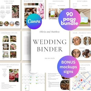 Wedding Day of Binder kit Template, Edit in Canva, Wedding Itinerary, Instant Download, Digital Template, Printable, Wedding Planner