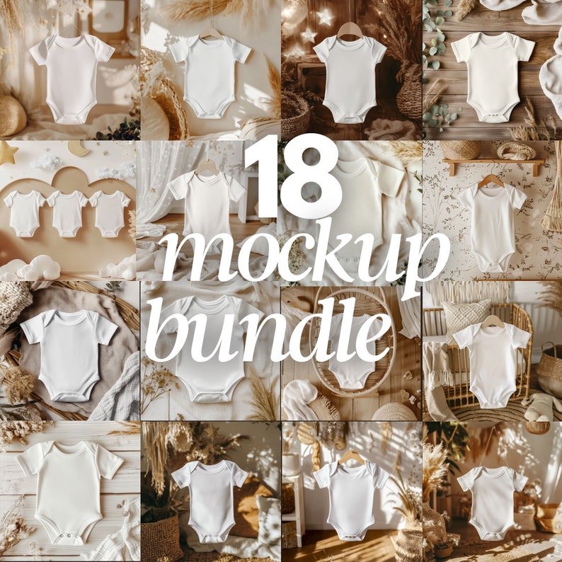 Baby Bodysuit Mockup Boho Baby Mockup Short Sleeve Mockup White Baby
