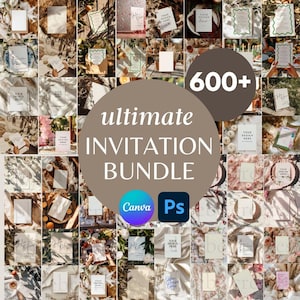 600+ invitation mockup whole section bundle -   Boho minimal neutral Bundle 5x7 Invitation mockup  Cards  Wedding mockup .psd canva