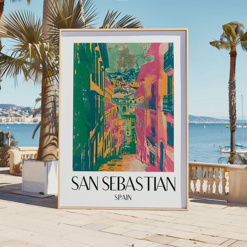 San Sebastian Vintage travel Poster Spain printable wall art Print digital download 8x12 DIN A travel gift home decor souvenir SPTP1 image 4