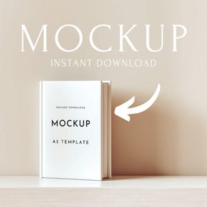 A5 Book Mockup | Minimal Hardcover Journal Mockup | Neutral Aesthetic Book Cover PSD | Editable Canva Template for Authors & Creatives