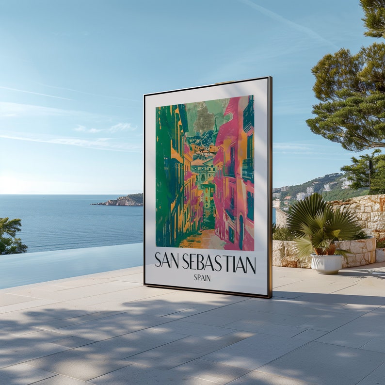 San Sebastian Vintage travel Poster Spain printable wall art Print digital download 8x12 DIN A travel gift home decor souvenir SPTP1 image 3