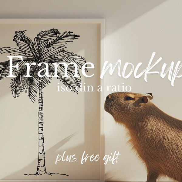 Frame mockup, Capybara and frame, animal mockup minimal mockup frame mockup tall vertical DIN A A0 frame template mockup shadow mockup AA1